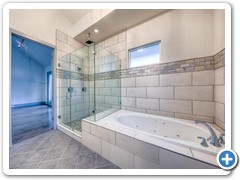 Spa-look retreat in master bathroom.